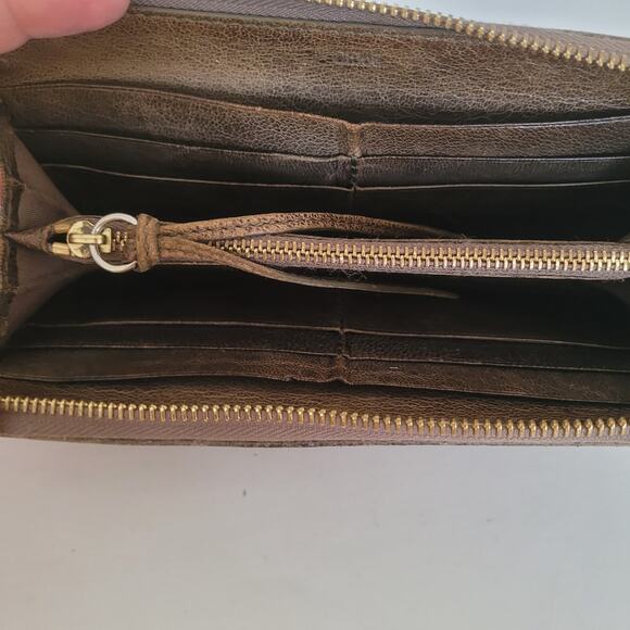 Chloe Wallet Zippy Authentic Bow Accordion Leather Zip Around Beige Metallic - Picture 3 of 12